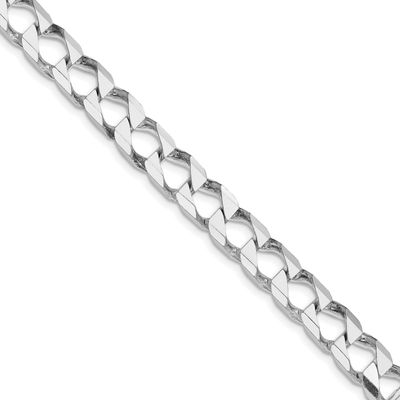 8.6mm Diamond-cut Square Curb Chain 24 Inch Sterling Silver Rhodium-Plated, MPN: QFOC300R-24, UPC: