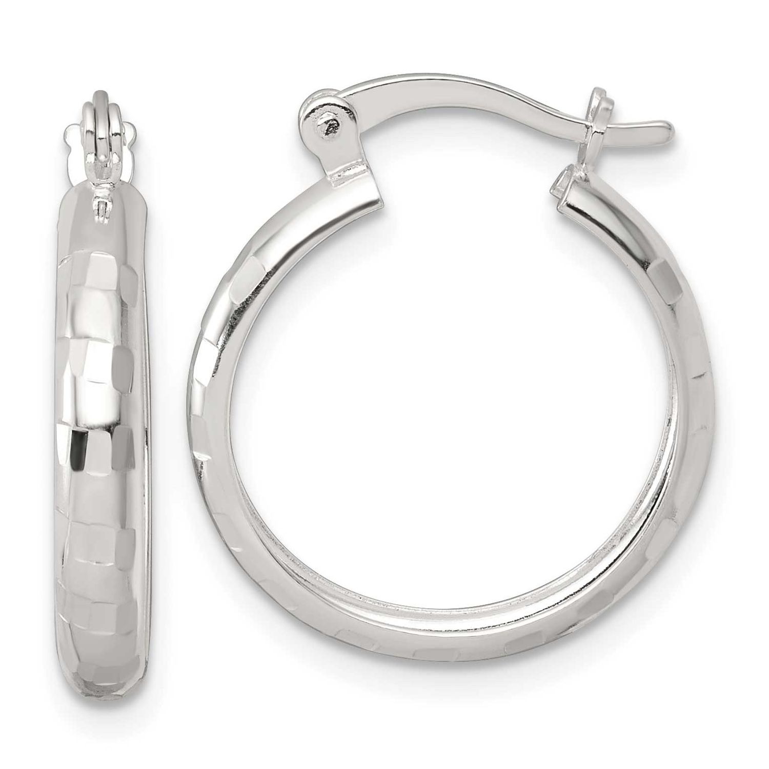 Diamond-Cut 20x3mm Round Hoop Earrings Sterling Silver Polished, MPN: QE17827, UPC: