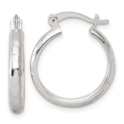 Diamond-Cut 20x3mm Round Hoop Earrings Sterling Silver Polished, MPN: QE17827, UPC: