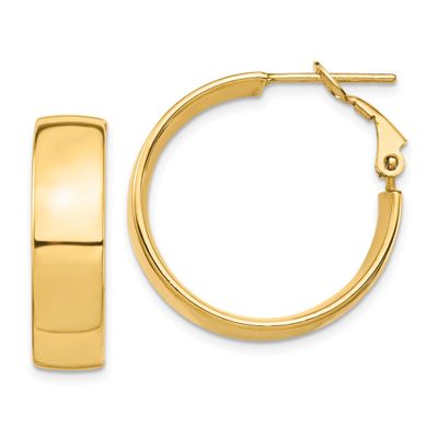High Polished 7mm Omega Back Hoop Earrings 10k Gold, MPN: 10PRE961, UPC: