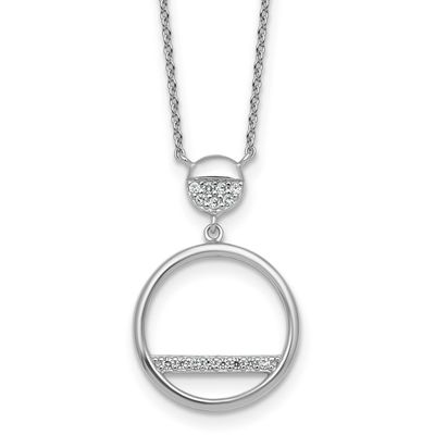 Polished CZ Circles 17.75 Inch Necklace Sterling Silver Rhodium-Plated, MPN: QG7071-17.75, UPC: