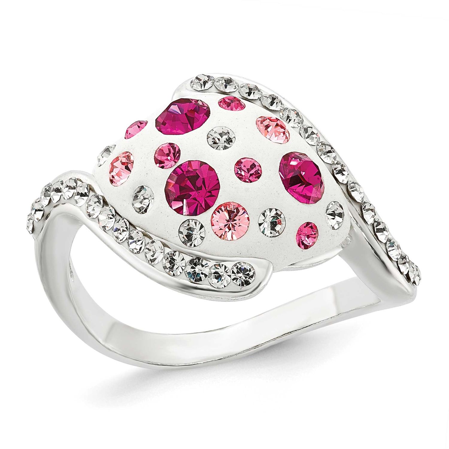 Pink and White Stellux Crystal Ring Sterling Silver, MPN: QR4176, UPC: 883957055589