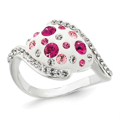 Pink and White Stellux Crystal Ring Sterling Silver, MPN: QR4176, UPC: 883957055589