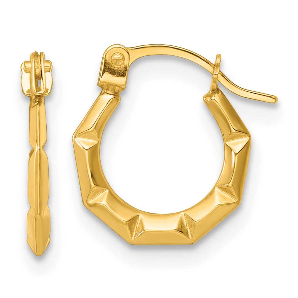 Grooved Hoop Earrings 14k Gold Polished, MPN: TL1184, UPC: