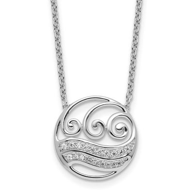 Polished Diamond Circle with Waves Necklace 14k White Gold, MPN: PM10795-016-WAA, UPC: