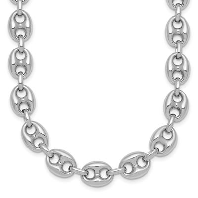 Puffed Mariner Link Necklace Sterling Silver Rhodium-Plated, MPN: QG6920-18, UPC: