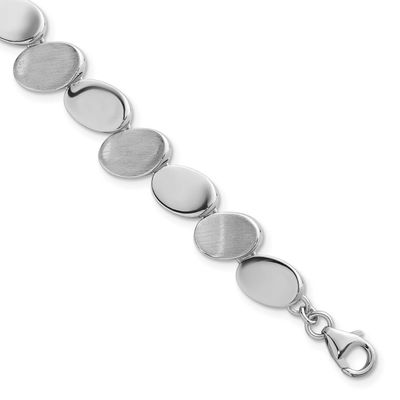 Brushed/Polished Ovals 7.5 Inch with .5 Inch Extender Bracelet Sterling Silver Rhodium-Plated, MPN:…