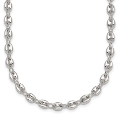 4.8mm Puffed Mariner/Anchor Link 18 Inch Necklace Sterling Silver Polished, MPN: QG6918-18, UPC: