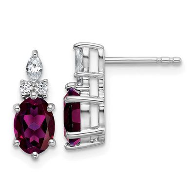 Polished Diamond and Rhodolite Garnet Twisted Post Earrings 14k White Gold, MPN: EM9791-RG-017-WAA,…