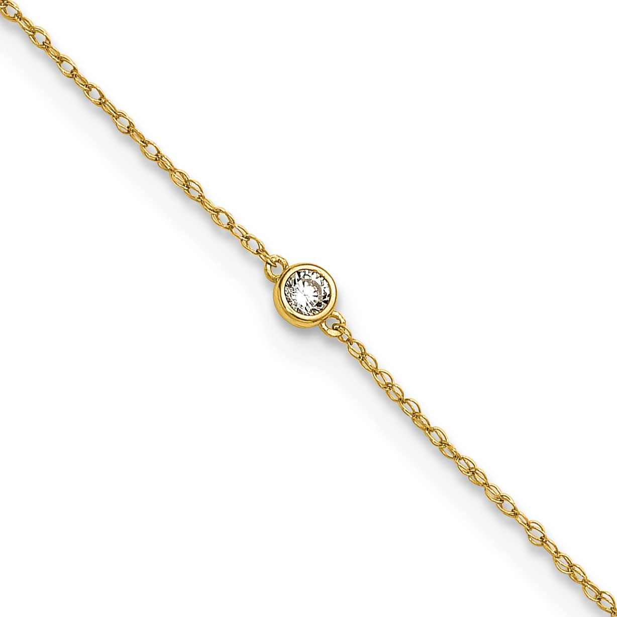 Bezel CZ Anklet 10k Gold Polished, MPN: 10ANK377-10, UPC: