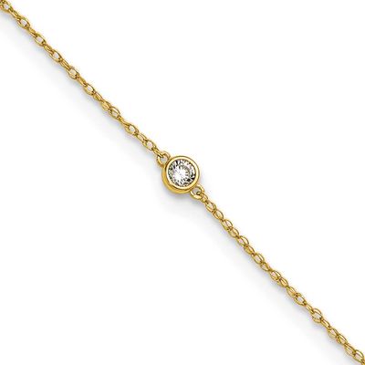 Bezel CZ Anklet 10k Gold Polished, MPN: 10ANK377-10, UPC: