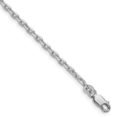 2.75mm Beveled Oval Cable Chain 8 Inch Sterling Silver Rhodium-Plated, MPN: QCA080R-8, UPC: