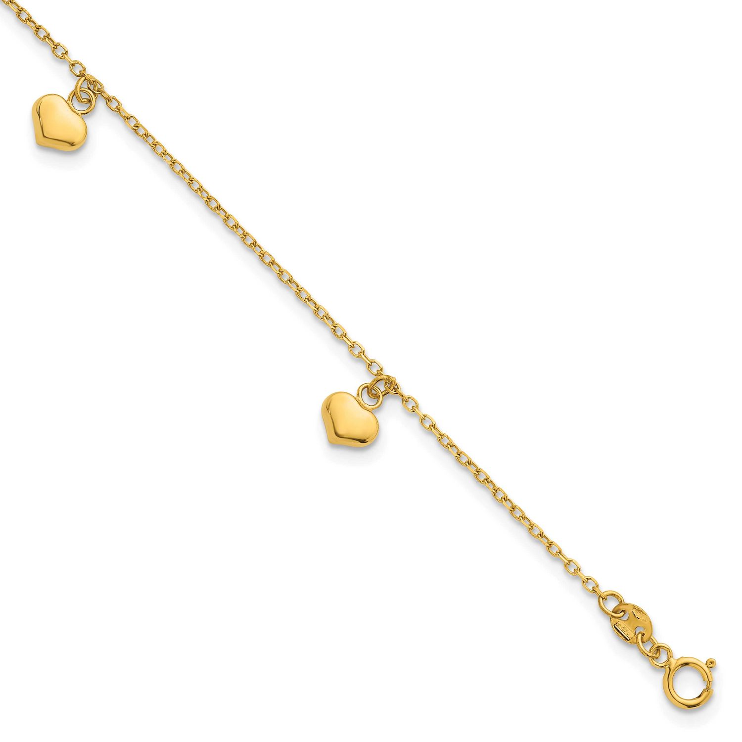 3D Heart with .75 Inch Extension Bracelet 14k Gold Polished, MPN: SF3100-6.5, UPC:
