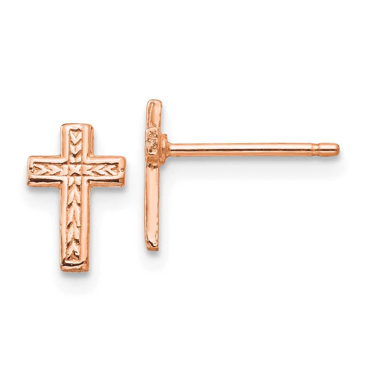 Polished Cross Post Earrings 14k Rose Gold, MPN: TC628R, UPC: