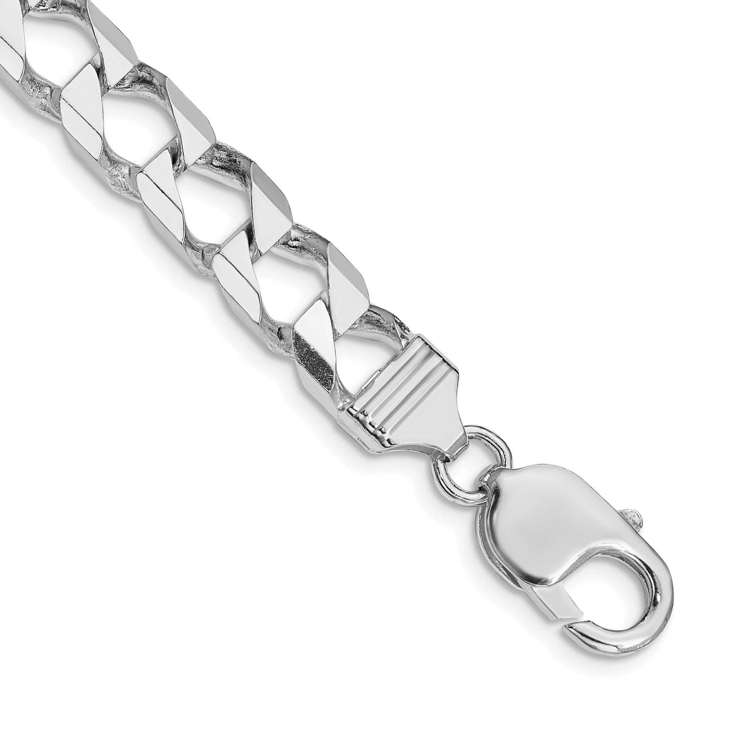 8.6mm Diamond-cut Square Curb Chain 8 Inch Sterling Silver Rhodium-Plated, MPN: QFOC300R-8, UPC: