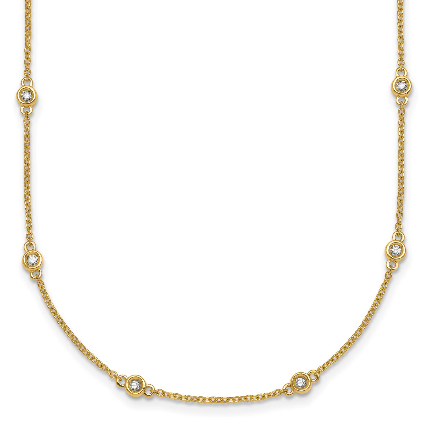 Diamond Station Cable Necklace 14k Gold, MPN: PM1010-031-YA-18, UPC: