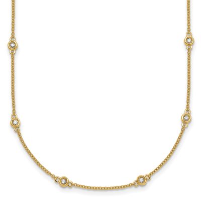Diamond Station Cable Necklace 14k Gold, MPN: PM1010-031-YA-18, UPC: