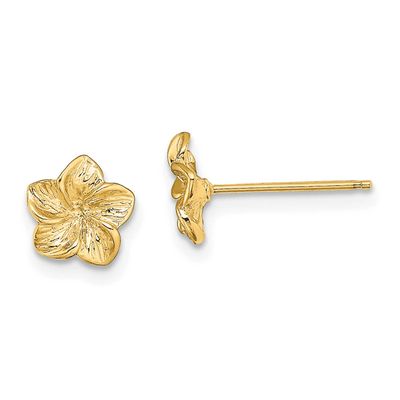 Plumeria Flower Post Earrings 10k Gold, MPN: 10TE724, UPC: 191101567117