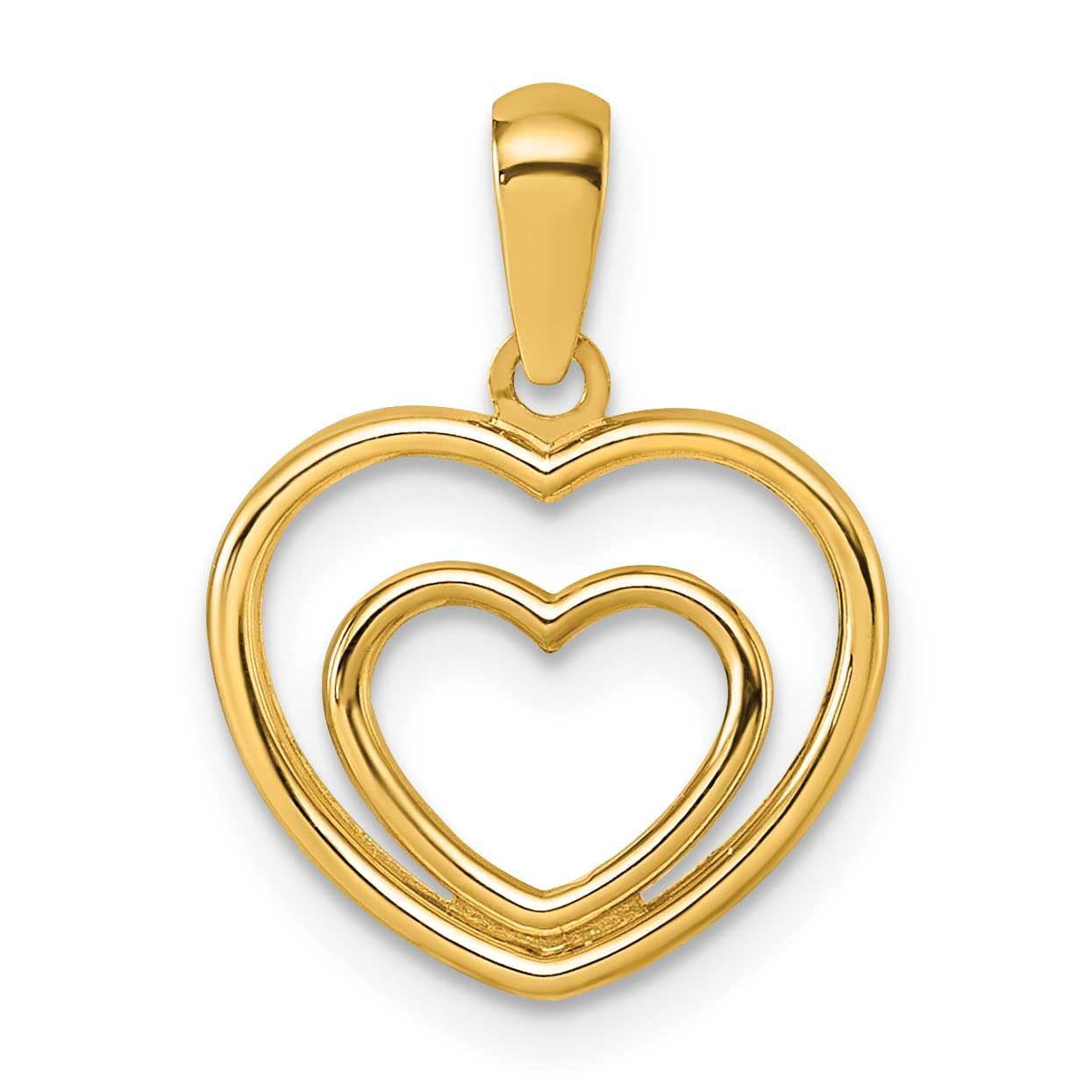 Double Heart Pendant 14k Gold Polished, MPN: YC1605, UPC: