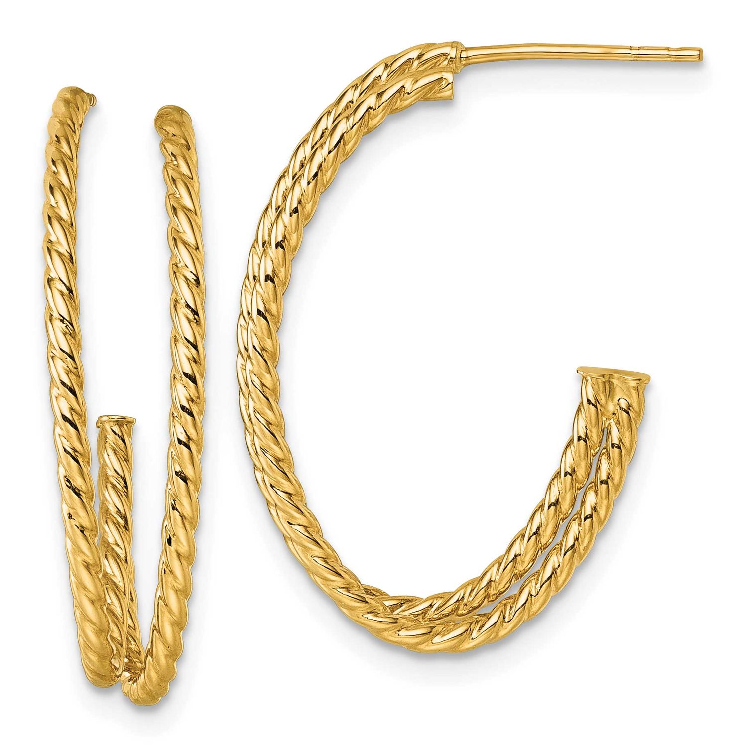 Double Strand Twisted Hoop Post Earrings 10k Gold Polished, MPN: 10ER388, UPC: