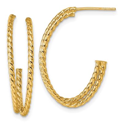 Double Strand Twisted Hoop Post Earrings 10k Gold Polished, MPN: 10ER388, UPC: