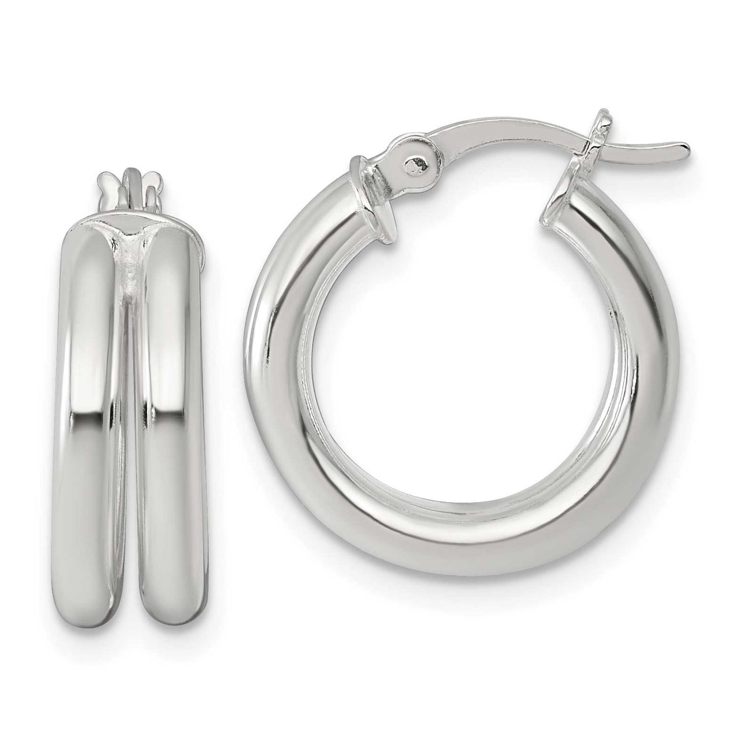 Double Tube Hoop Earrings Sterling Silver Polished, MPN: QE17921, UPC: