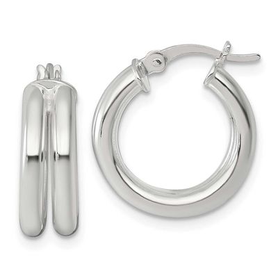 Double Tube Hoop Earrings Sterling Silver Polished, MPN: QE17921, UPC: