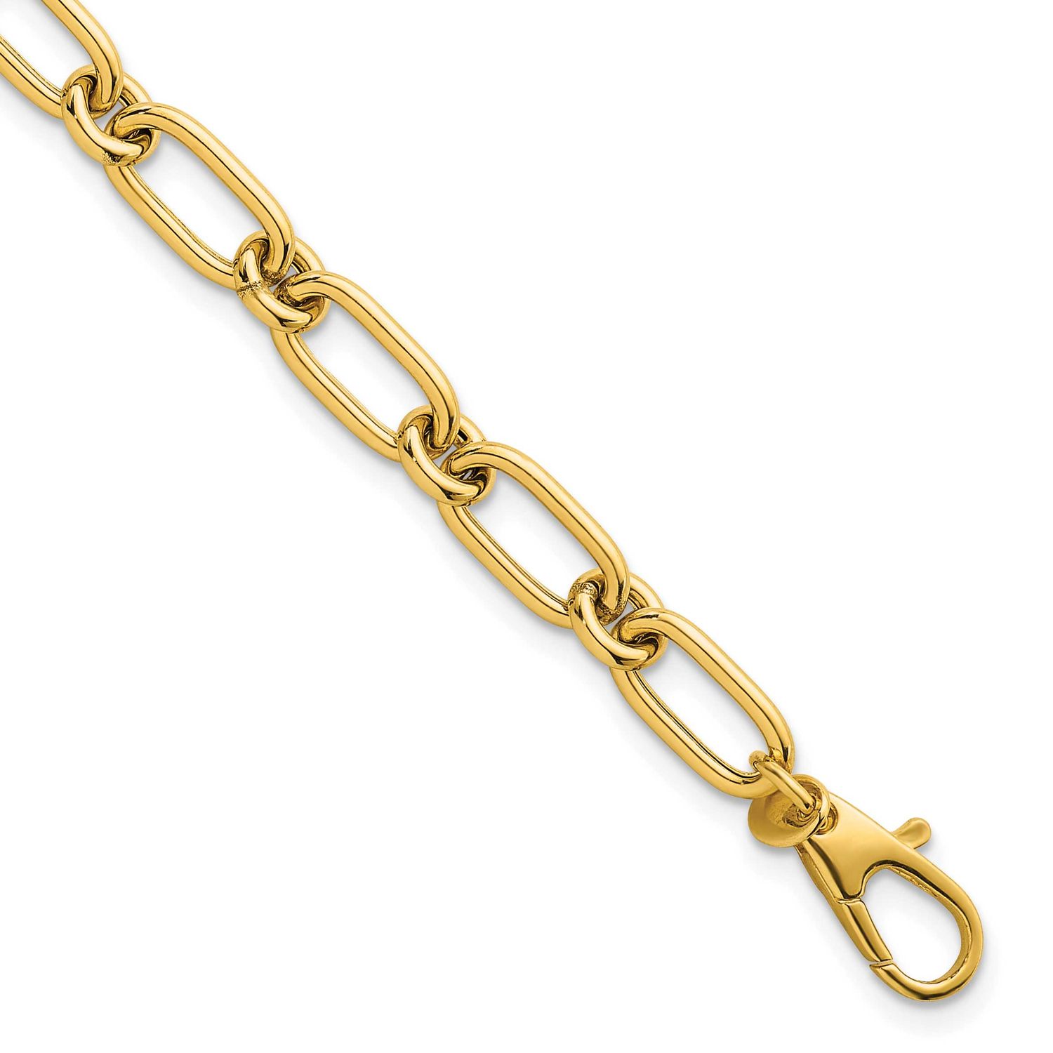 Oval and Circle Link 7.5 Inch Bracelet 14k Gold Polished, MPN: SF3233-7.5, UPC: