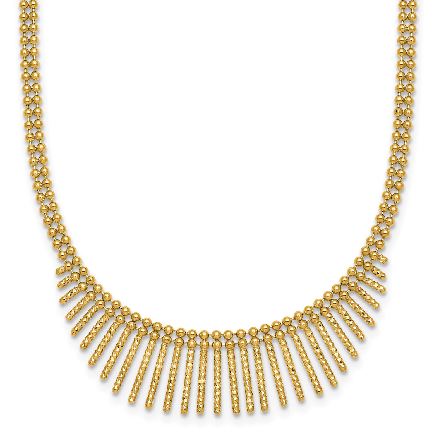Textured 2 StrMulti Dangle 17 Inch Necklace 14k Gold Polished, MPN: SF3210-17, UPC: