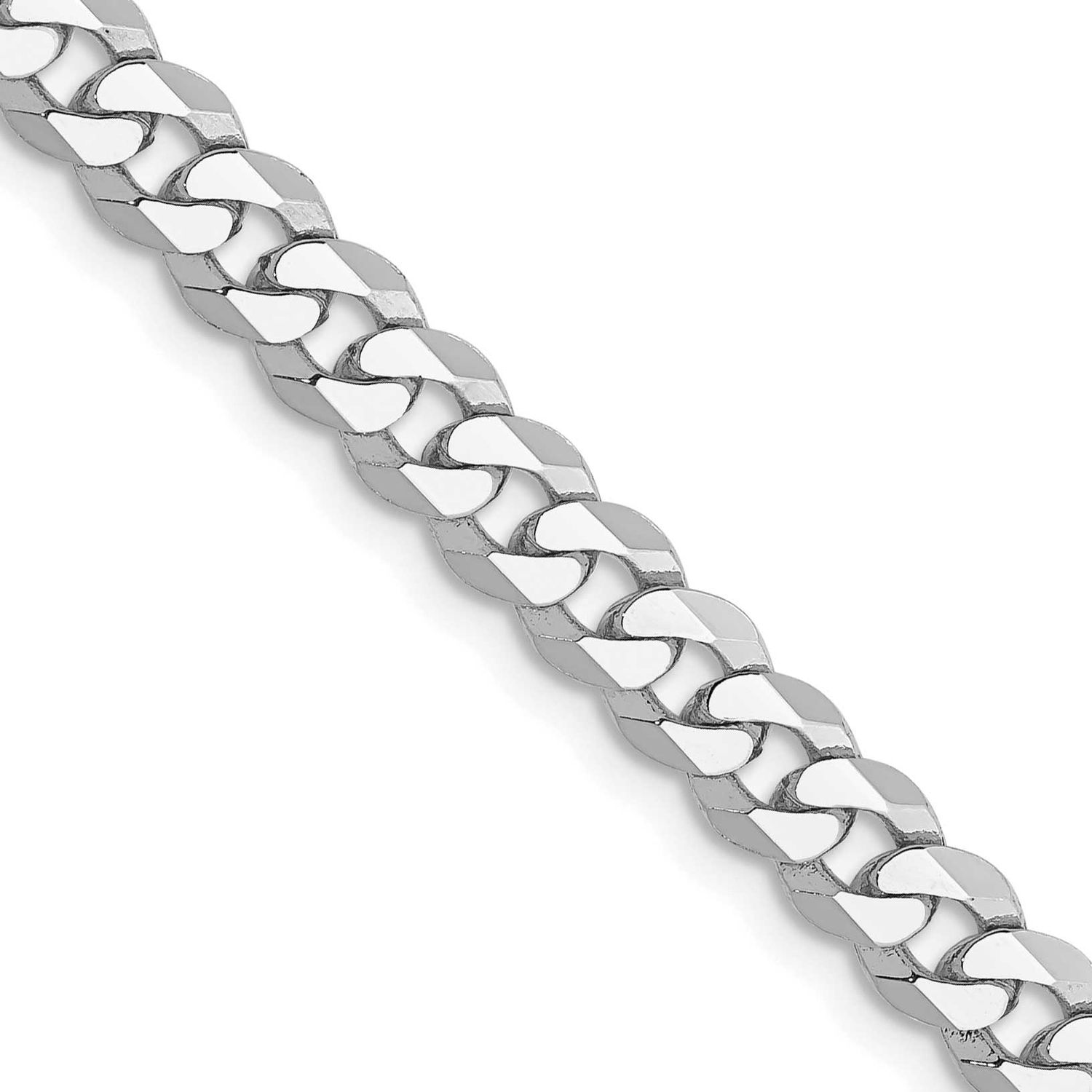 4.75mm Flat Beveled Curb Chain 24 Inch 10k White Gold, MPN: 10WFBU120-24, UPC: