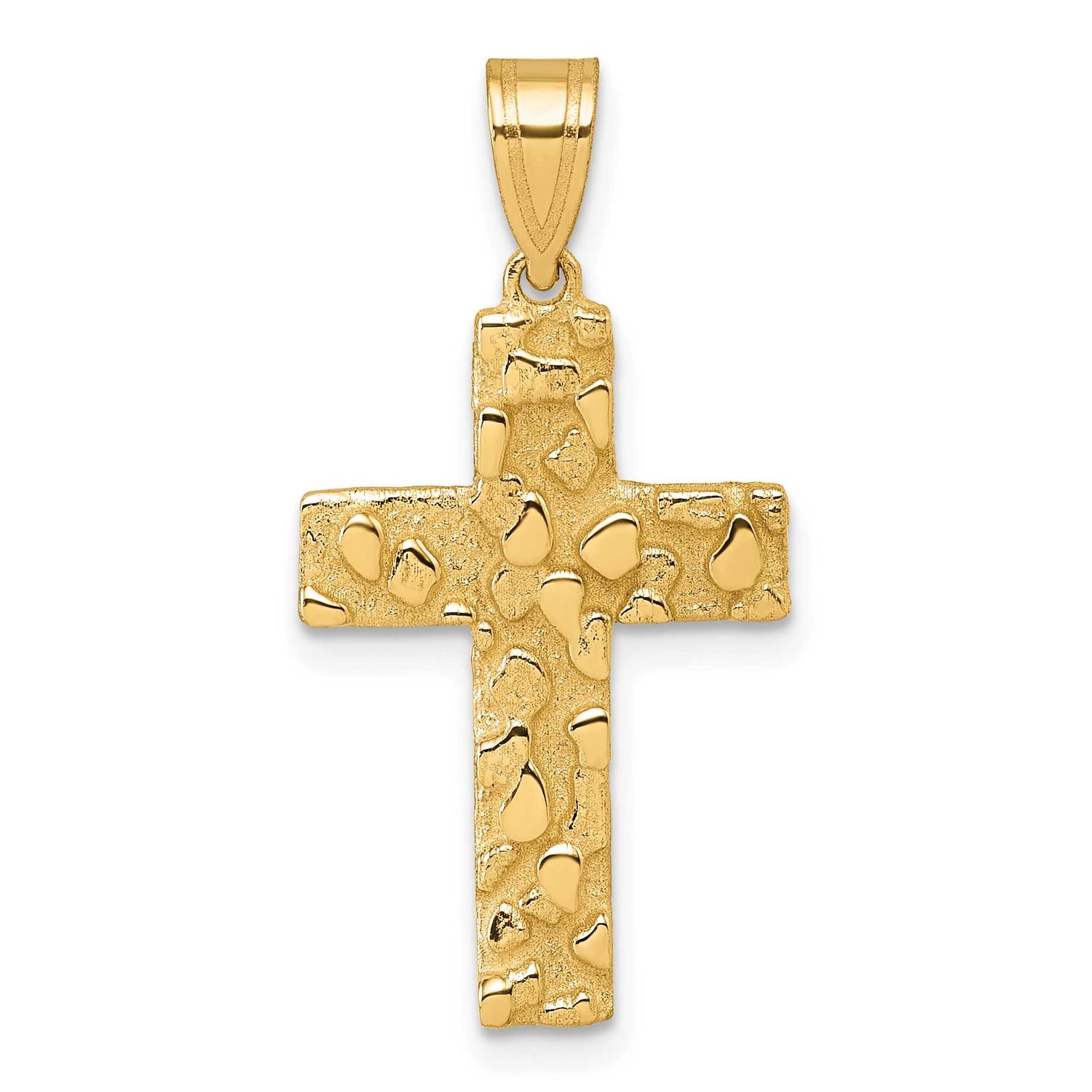 14k Polished/Textured Nugget Style Cross Pendant 14k Gold Polished, MPN: D4754, UPC: