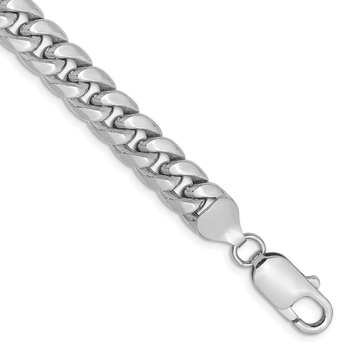 7.3mm Semi-Solid Miami Cuban Chain 7 Inch 14k White Gold, MPN: BC156W-7, UPC: