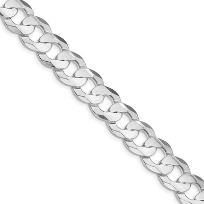 11.9mm Concave Beveled Curb Chain 30 Inch Sterling Silver Rhodium-Plated, MPN: QCBC300R-30, UPC:
