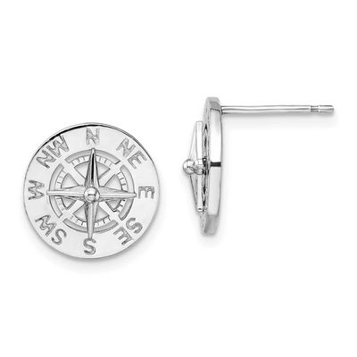 De-Ani Mini Nautical Compass Post Earrings Sterling Silver Rhodium-Plated, MPN: QE15471, UPC: 63721…