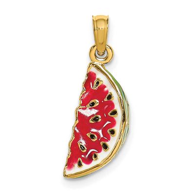 Enamel 3-D Watermellon Charm 14k Gold, MPN: K7012, UPC: 637218138654