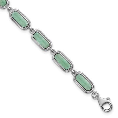 Jade 7.5 Inch with .25 Inch Extension Bracelet Sterling Silver Rhodium-Plated Polished, MPN: QG7282…