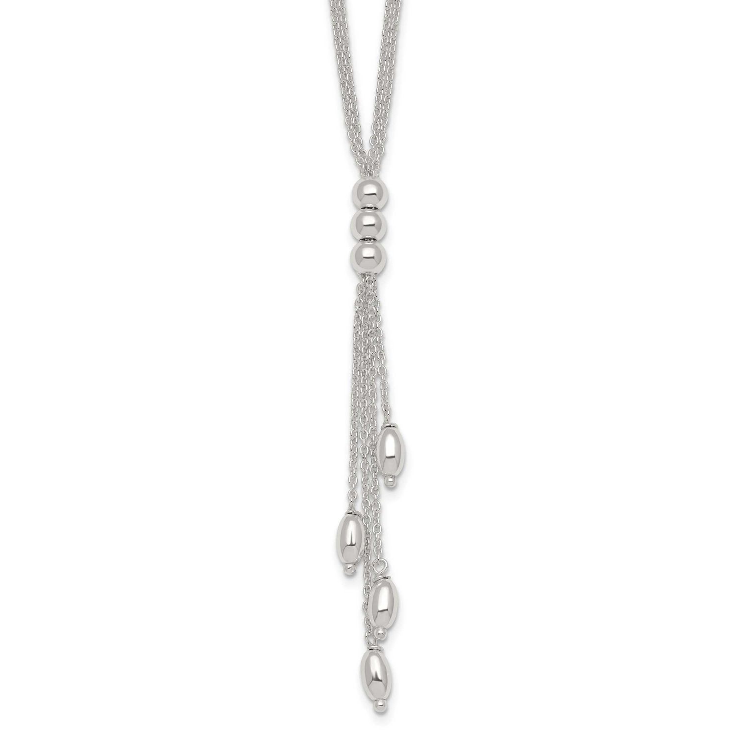 Beaded 2 StrLariat with 1.25 Inch Extension Necklace Sterling Silver Polished, MPN: QG7055-16.5, UP…