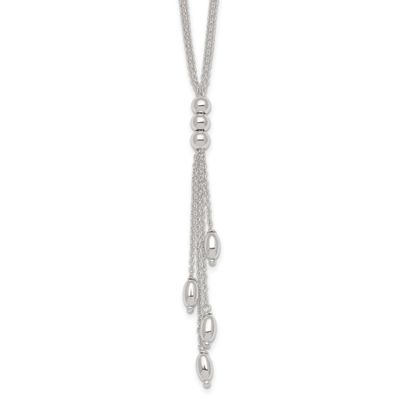 Beaded 2 StrLariat with 1.25 Inch Extension Necklace Sterling Silver Polished, MPN: QG7055-16.5, UP…