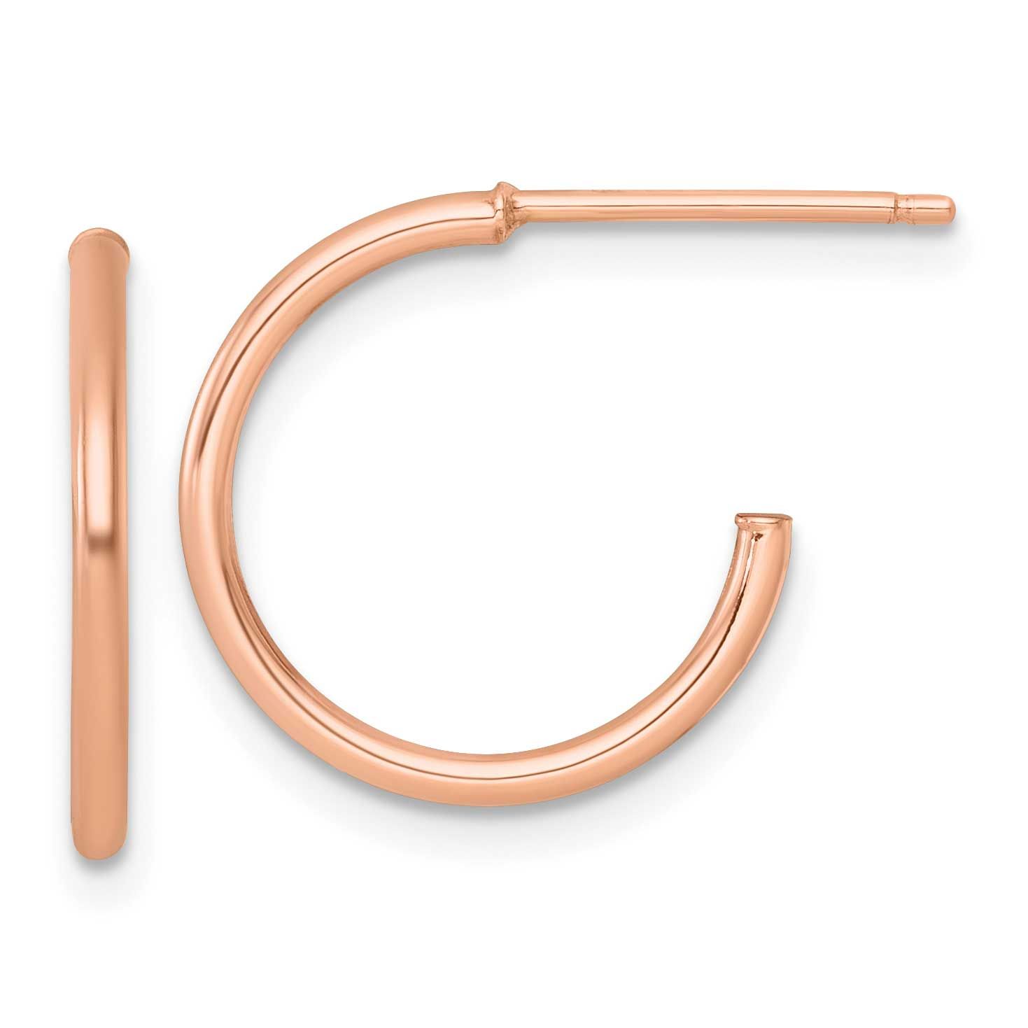 1.5 x 16mm Polished Post Hoop Earrings 14k Rose Gold, MPN: TF2493R, UPC: