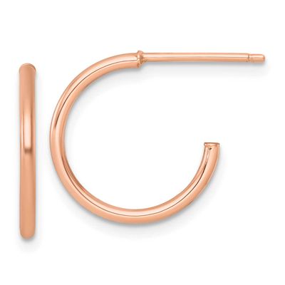 1.5 x 16mm Polished Post Hoop Earrings 14k Rose Gold, MPN: TF2493R, UPC: