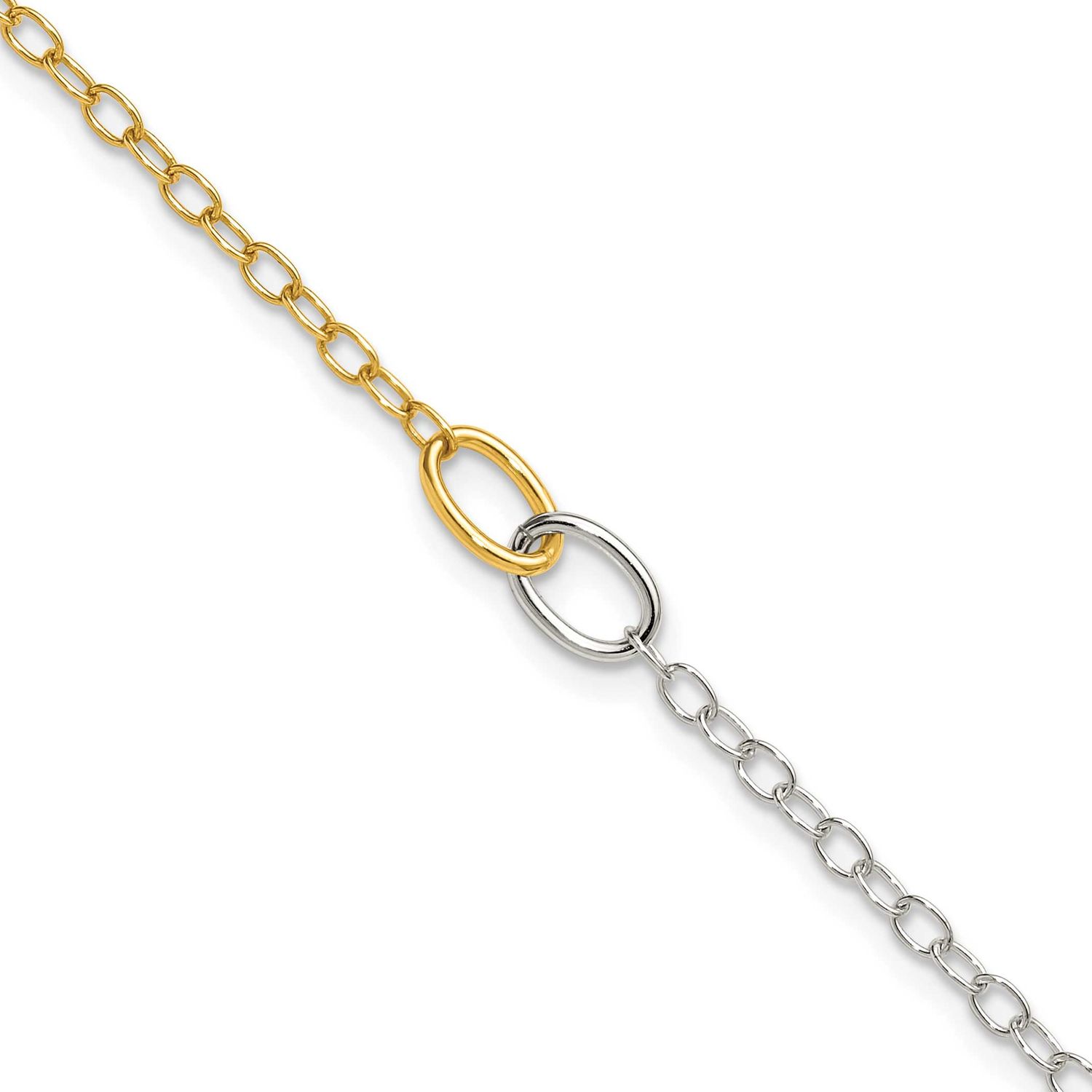 Oval Link 9 Inch Plus 1 Inch Extension Anklet Sterling Silver Gold-Tone Polished, MPN: QG6912-9, UP…