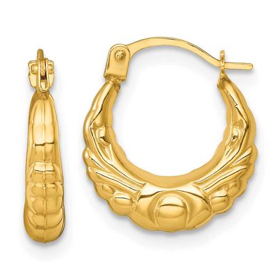 Fancy Hoop Earrings 14k Gold Polished, MPN: TF2398, UPC: