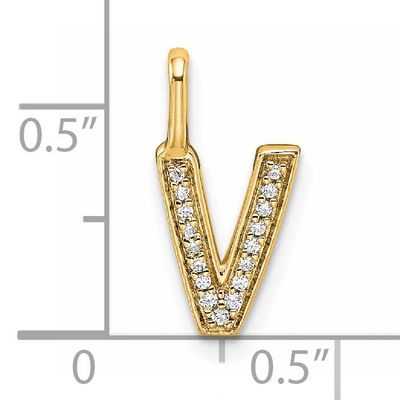 Diamond Letter V Initial Pendant 14k Gold, MPN: PM8367V-005-YA, UPC: