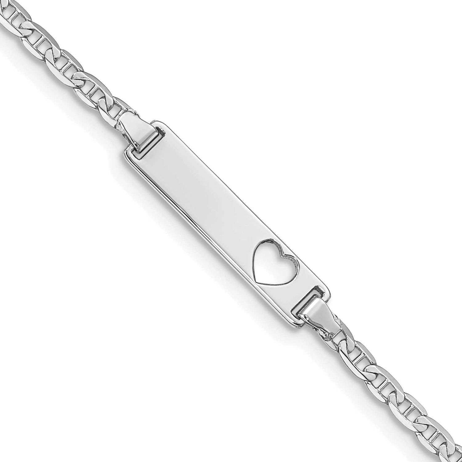 w Anchor Link ID Plate with Cut-Out Heart Bracelet 14k Gold, MPN: LID9W-7, UPC: 883957149905