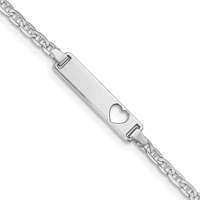 w Anchor Link ID Plate with Cut-Out Heart Bracelet 14k Gold, MPN: LID9W-7, UPC: 883957149905