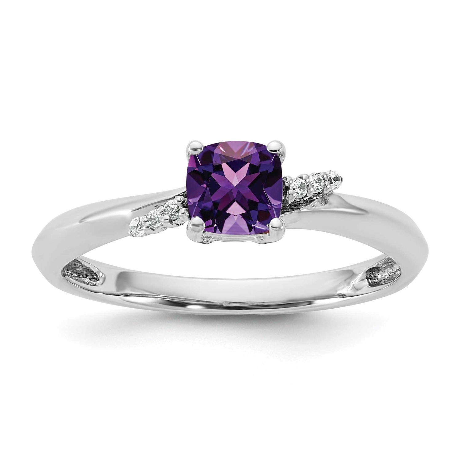 Polished Diamond and Amethyst Fashion Ring 14k White Gold, MPN: RM10786-AM-050-WAA, UPC: