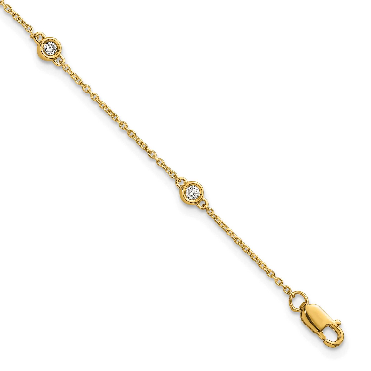 Diamond Station Cable Bracelet 14k Gold, MPN: PM1013-017-YA-7, UPC:
