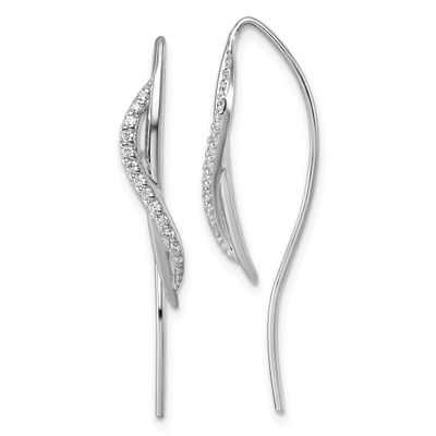 CZ Polished Threader Earrings Sterling Silver Rhodium-Plated, MPN: QE18021, UPC: