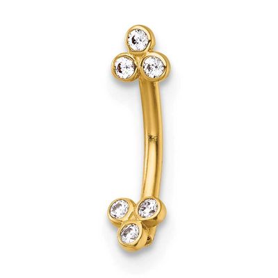 16 Gauge Polished CZ Eyebrow Ring 14k Gold, MPN: BD324, UPC: