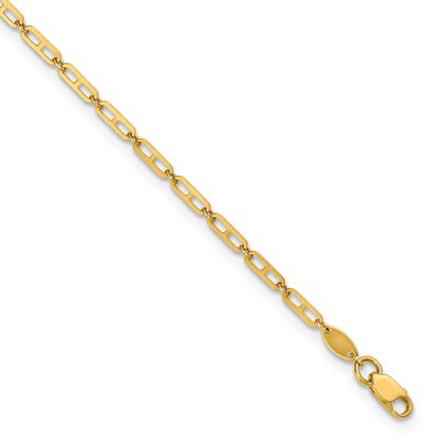 Enlongated Anchor Link 9 Inch Plus 1 Inch Extender Anklet 14k Gold Polished, MPN: ANK365-9, UPC: